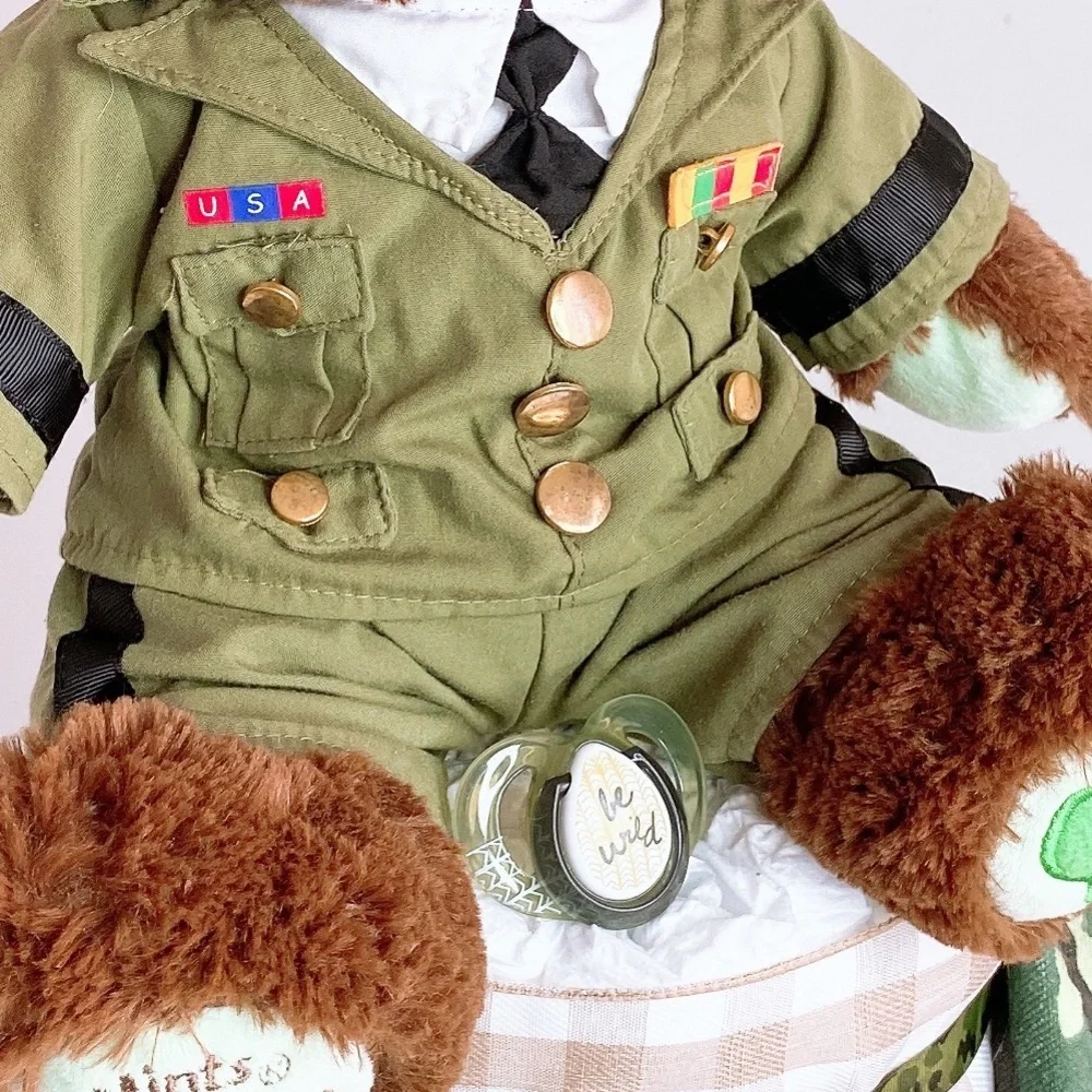 Teddy Bear Military Diaper Cake